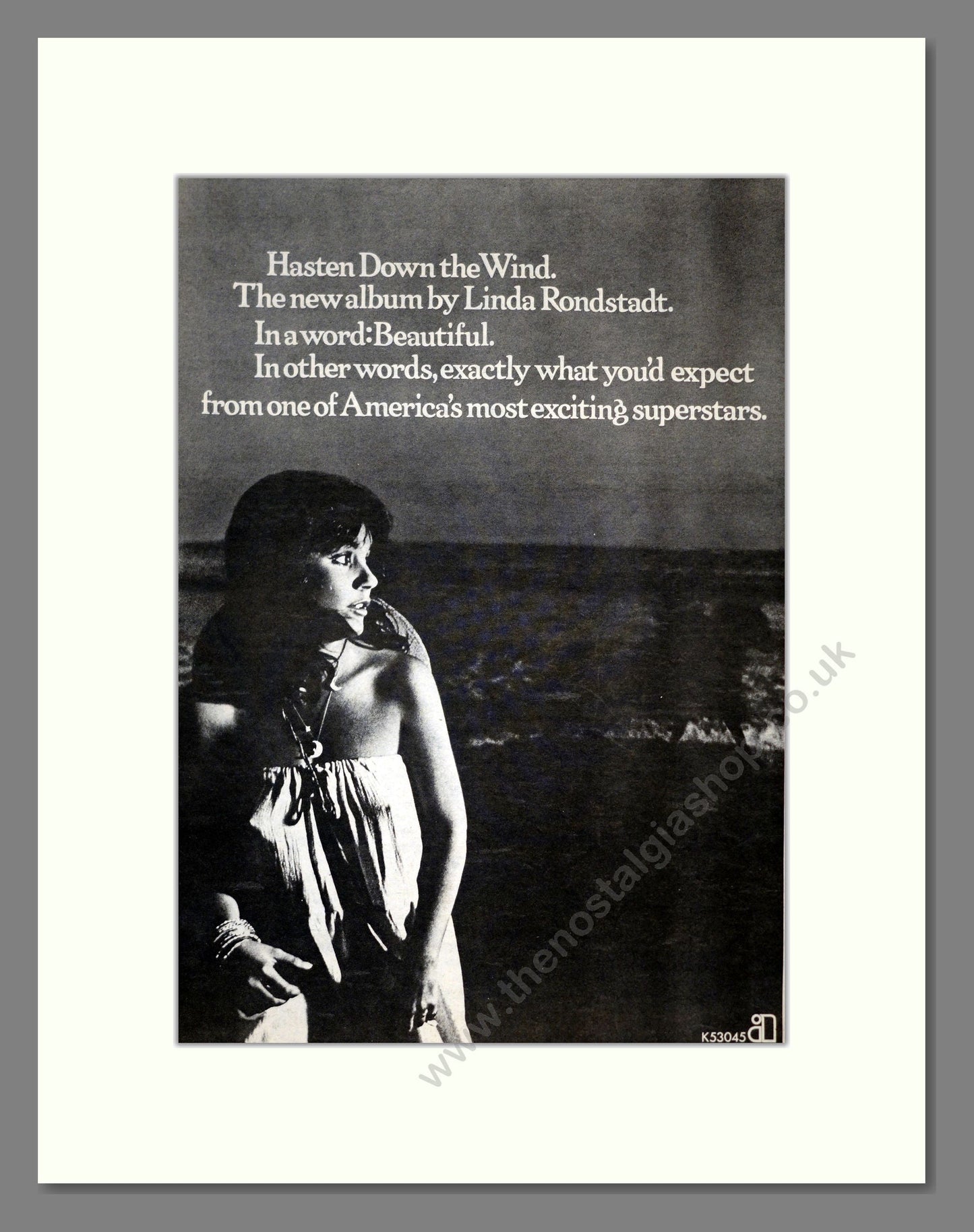 Linda Rondstadt - Hasten Down The Wind. Vintage Advert 1976 (ref AD18002)