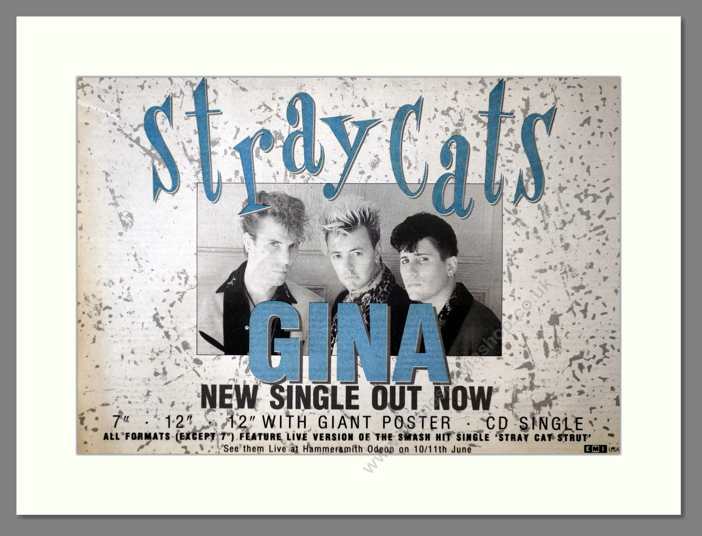Stray Cats - Gina. Vintage Advert 1989 (ref AD62121)