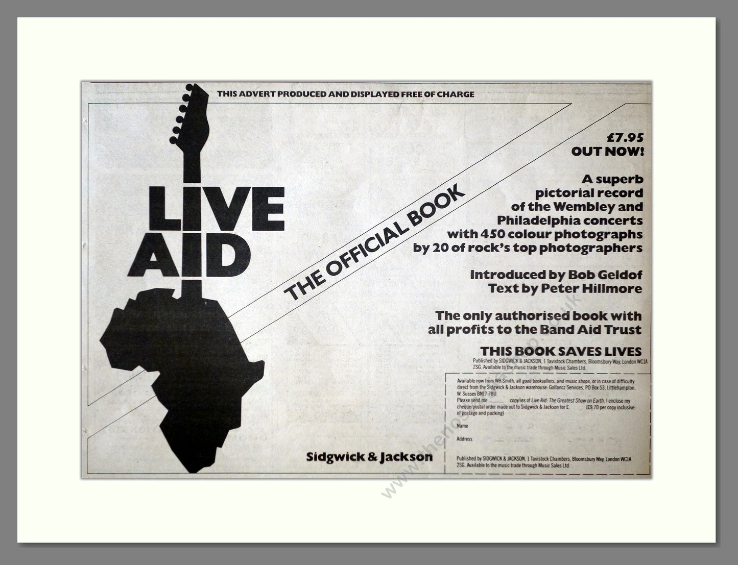 Live Aid - Official Book. Vintage Advert 1985 (ref AD62126)