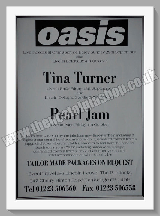 Oasis. On Tour in France 1996. Original advert. (ref AD56478)