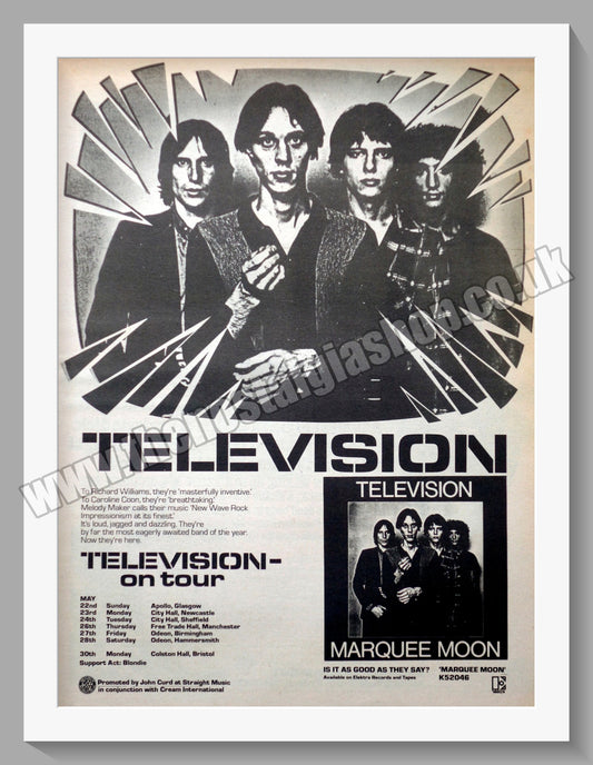 Television. Marquee Moon. UK Tour. Original Advert 1977 (ref AD14268)