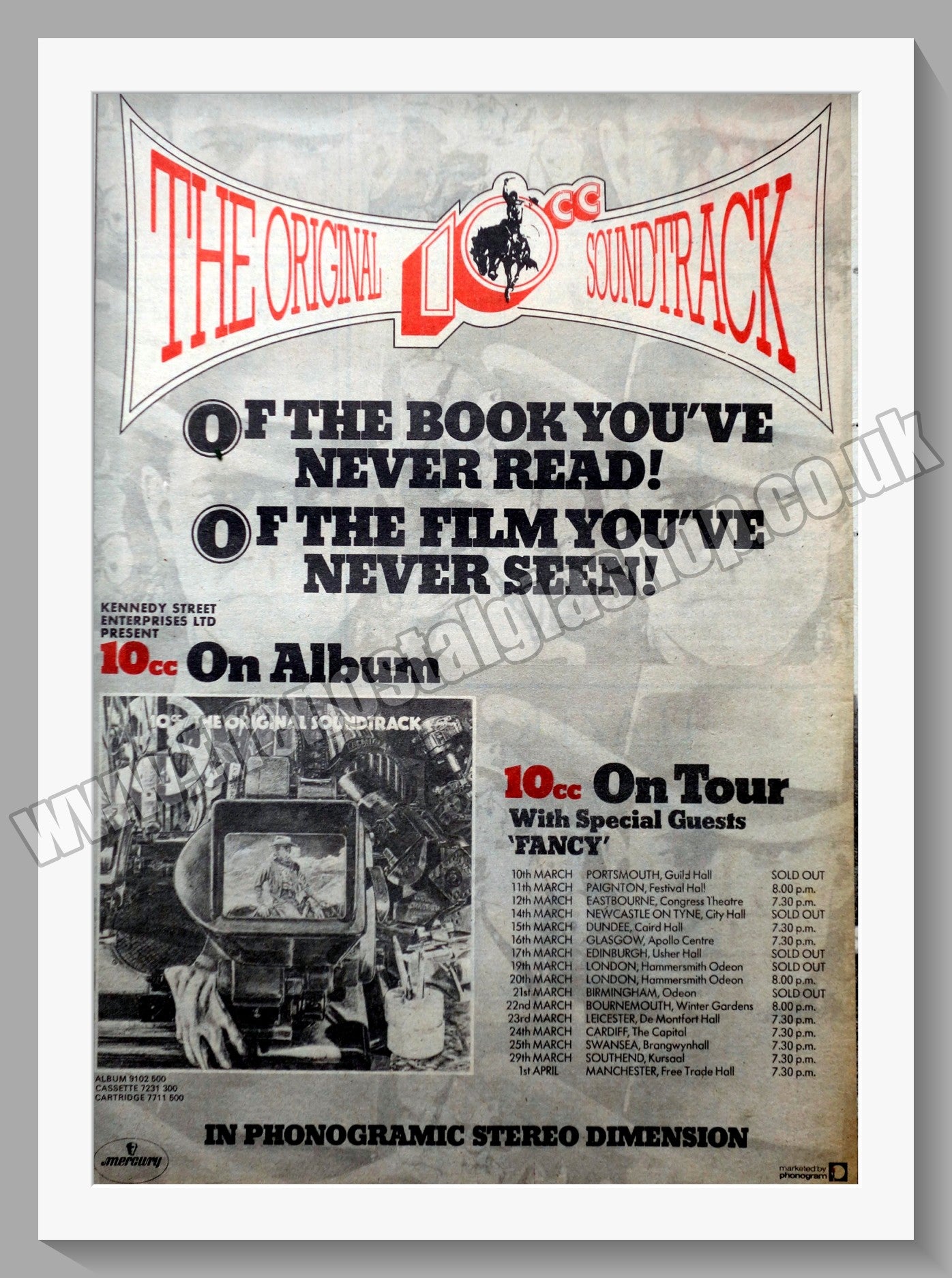 10cc The Original Soundtrack. UK Tour. Original Advert 1975 (ref AD14214)