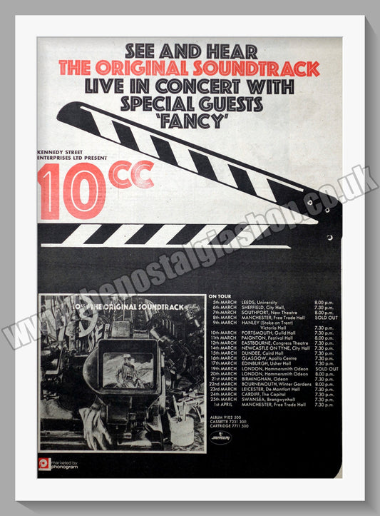 10cc The Original Soundtrack. UK Tour. Original Advert 1975 (ref AD14219)