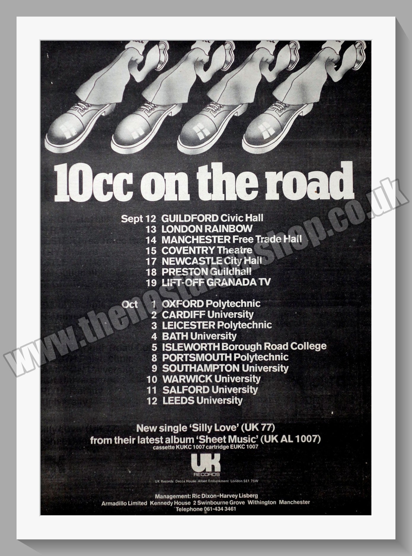 10cc On The Road, UK Tour. Original Advert 1974 (ref AD14221)