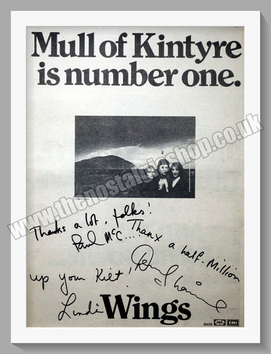 Wings. Mull Of Kintyre. Vintage Advert 1977 (ref AD14295)