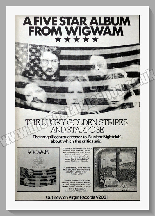Wigwam. The Lucky Golden Stripes And Starpose. Original Vintage Advert 1976 (ref AD14364)