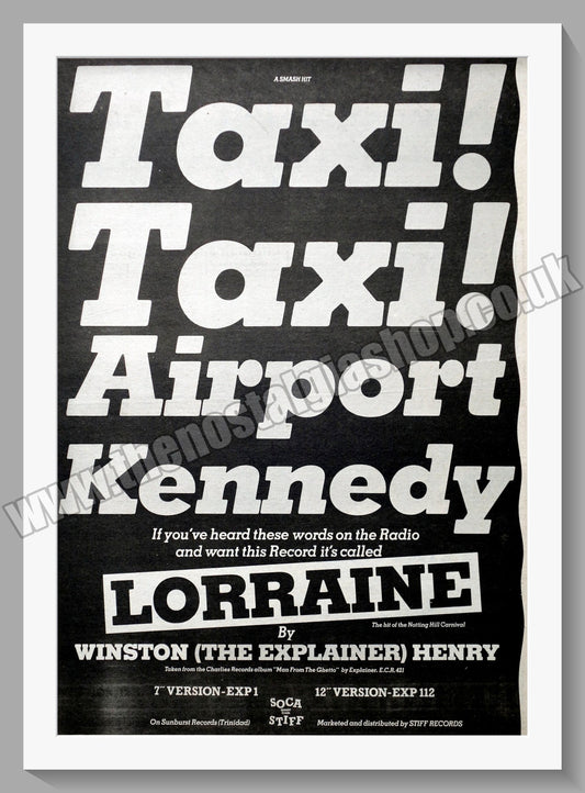Winston (The Explainer) Henry. Lorraine. Original Vintage Advert 1982 (ref AD14375)