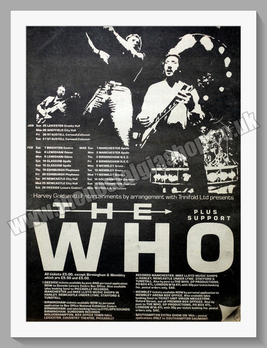Who (The). Tour Dates Plus Support. Original Vintage Advert 1981 (ref AD14398)