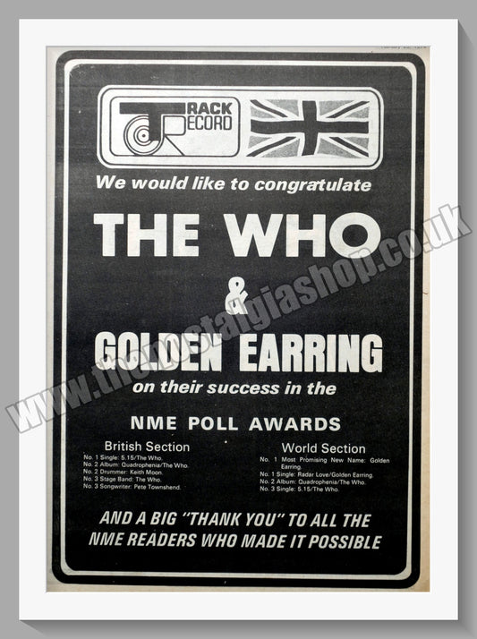 Who (The). NME Poll Awards Congratulations. Original Vintage Advert 1974 (ref AD14399)
