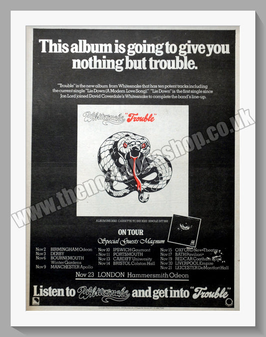 Whitesnake. Trouble. Original Vintage Advert 1978 (ref AD14411)