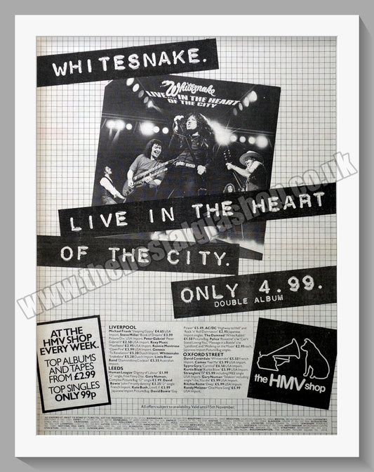 Whitesnake. Live In The Heart Of The City. Original Vintage Advert 1980 (ref AD14414)