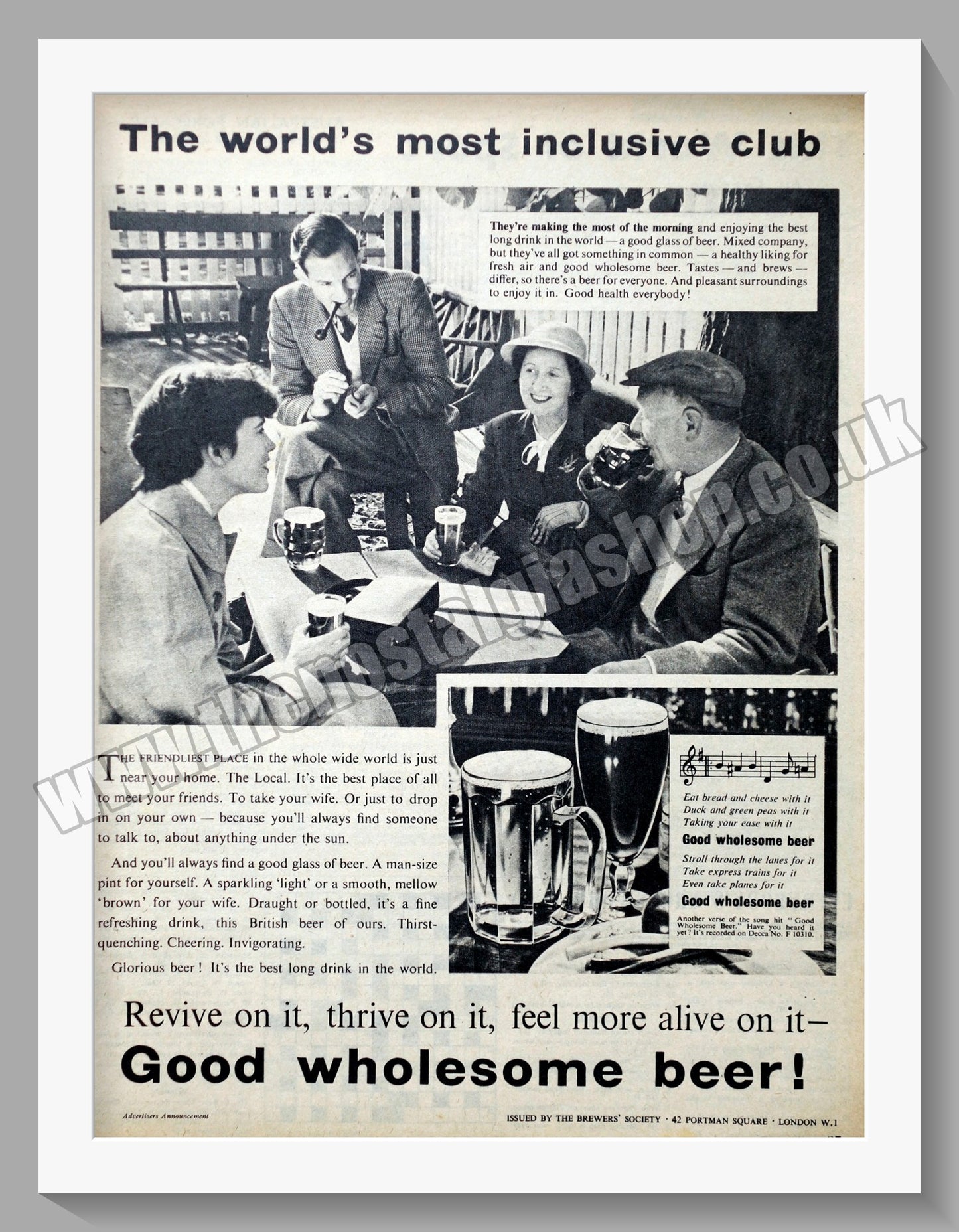 Beer. Good Wholesome Beer. Original Advert 1955 (ref AD300212)