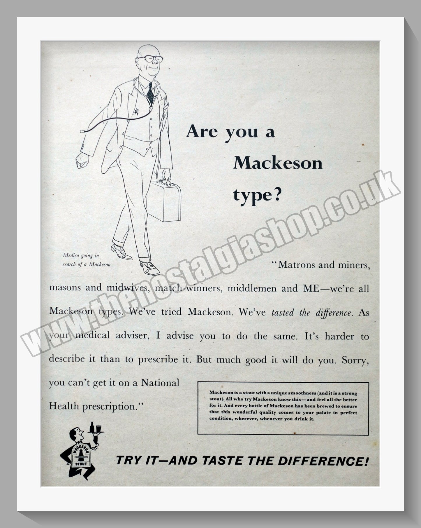 Mackeson Stout. Original Advert 1955 (ref AD300220)