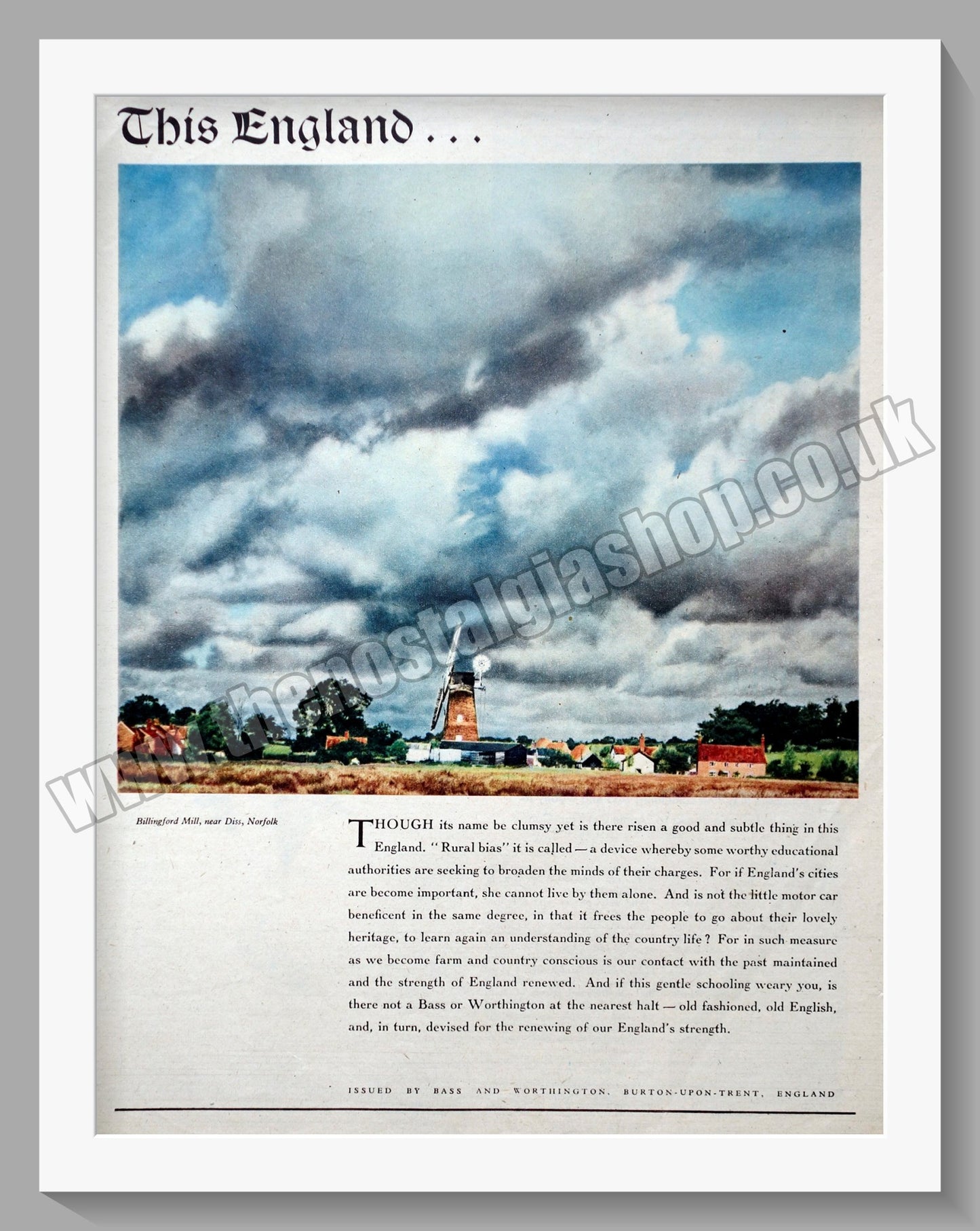Bass and Worthington. This England. Original Advert 1950 (ref AD300223)