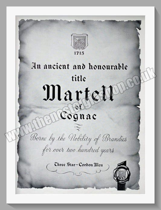 Martell Cognac. Original Advert 1937 (ref AD300224)