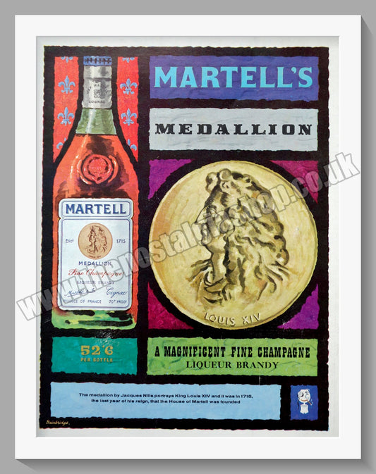 Martell Medallion. Original Advert 1960 (ref AD300230)