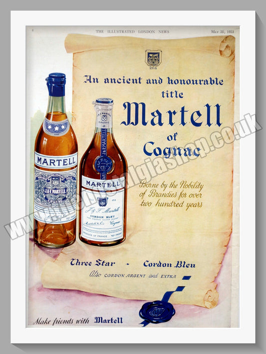 Martell Cognac. Original Advert 1953 (ref AD300236)