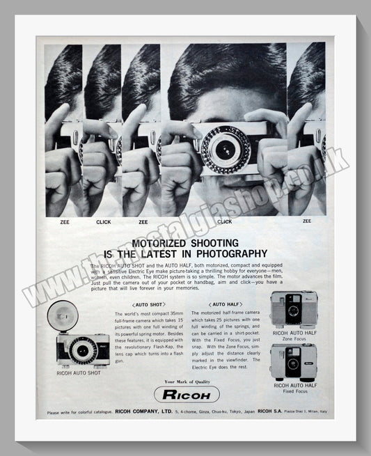 Ricoh Auto Shot 35mm Camera. Original Advert 1964 (ref AD300311)