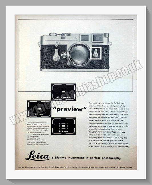 Leica M3 35mm Camera. Original Advert 1964 (ref AD300314)