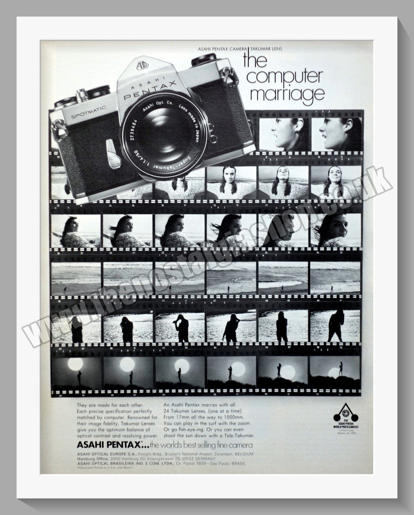 Pentax Asahi Spotmatic SLR Camera. Original Advert 1969 (ref AD300348)