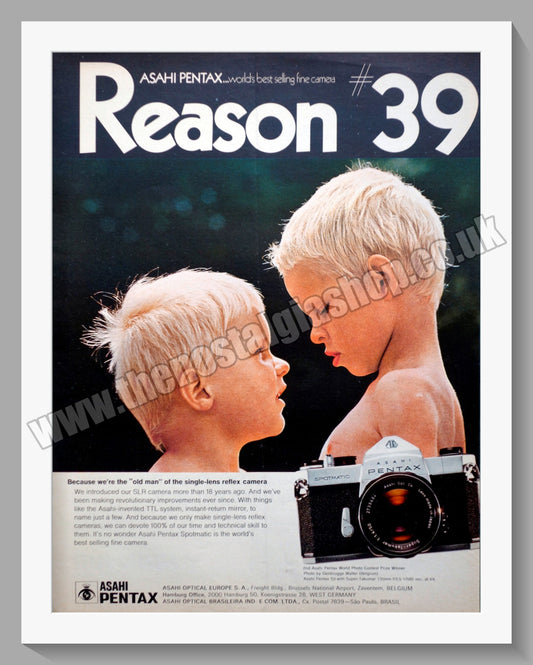 Pentax Asahi Spotmatic SLR Camera. Original Advert 1970 (ref AD300355)