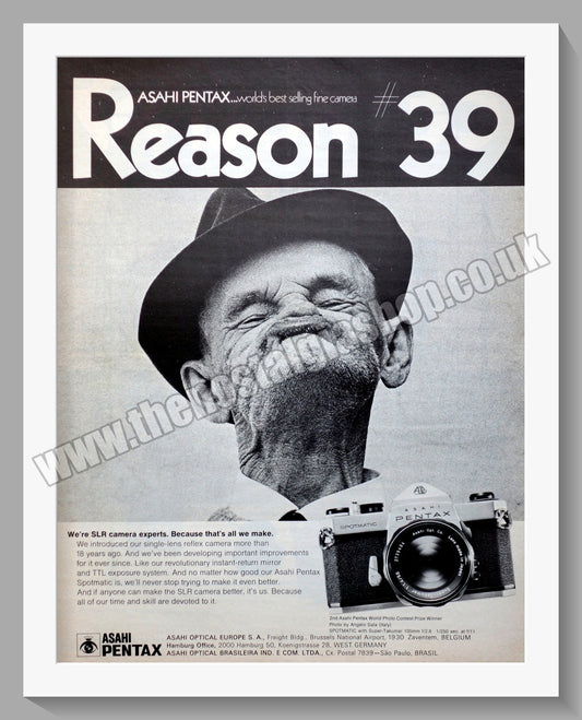 Pentax Asahi Spotmatic SLR Camera. Original Advert 1970 (ref AD300351)