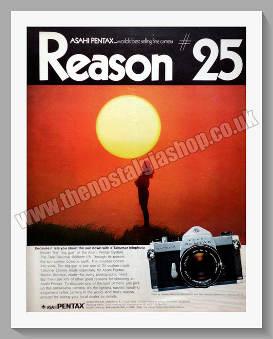 Pentax Asahi Spotmatic SLR Camera. Original Advert 1970 (ref AD300353)