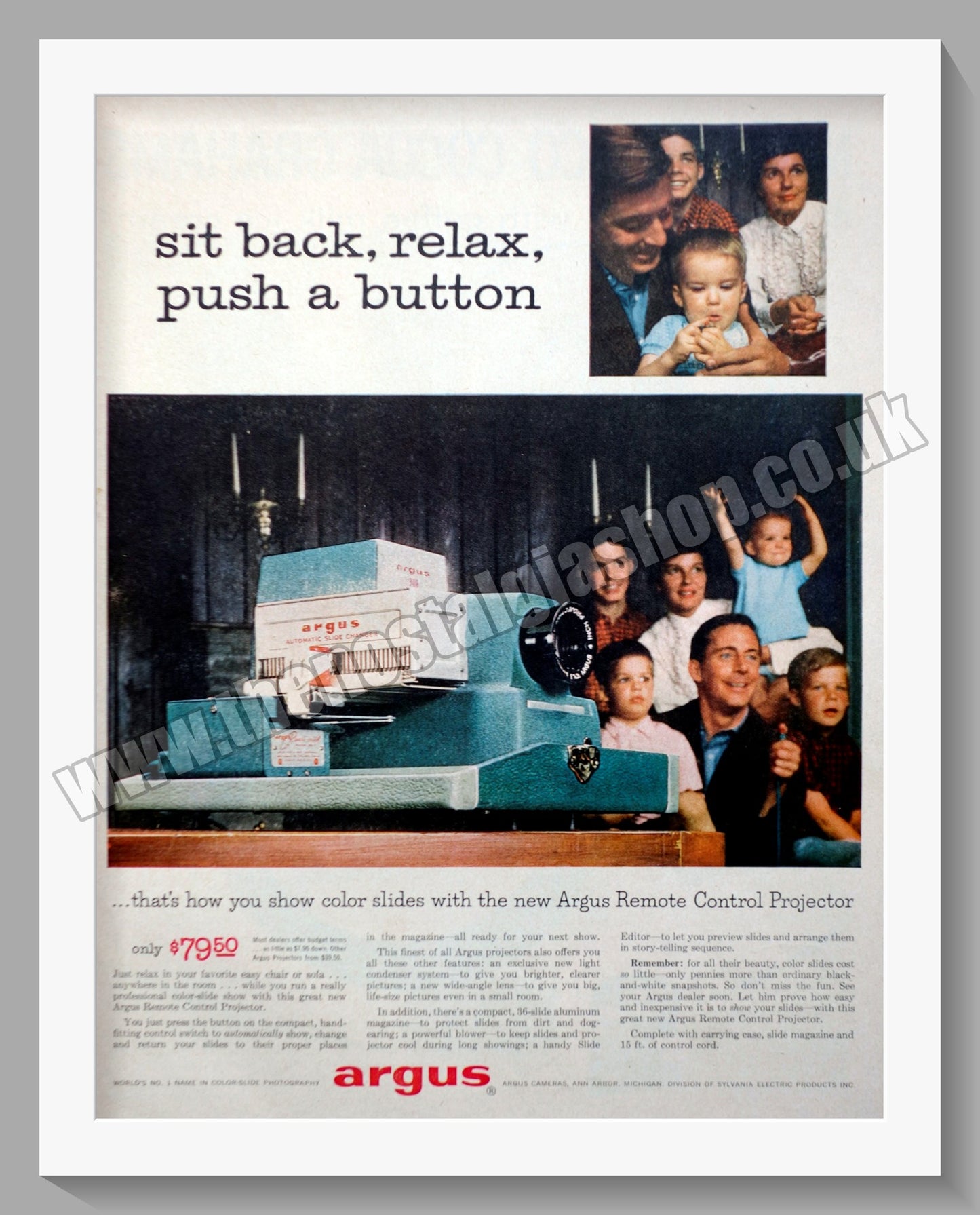 Argus Projector. Original Advert 1957 (ref AD300360)