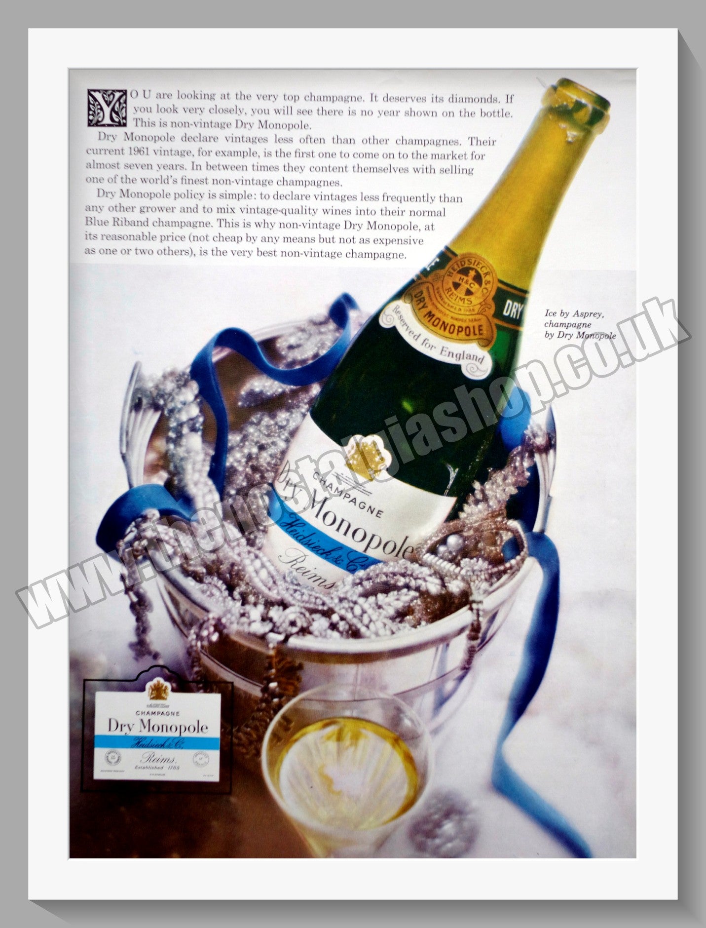 Dry Monopole Champagne. Original Advert 1966 (ref AD300393)