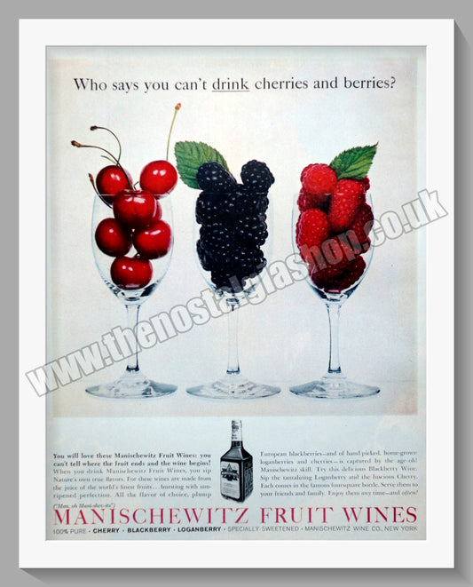 Manischewitz Fruit Wines. Original Advert 1958 (ref AD300417)