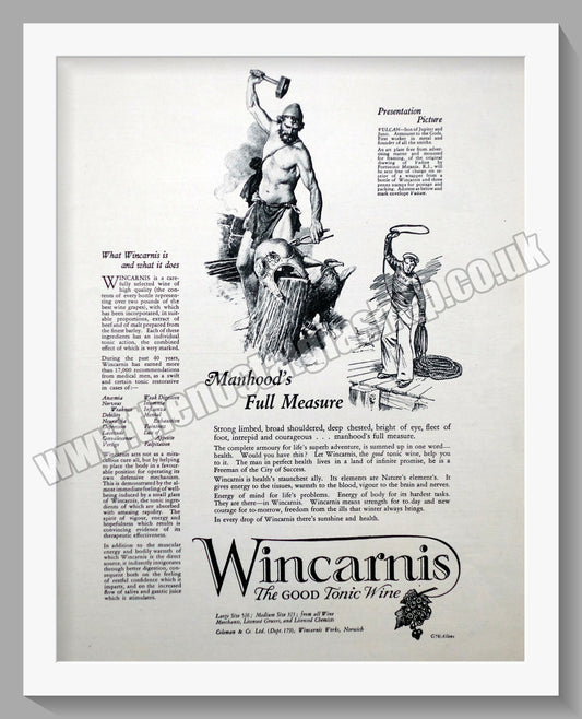 Wincarnis Tonic Wine. Original Advert 1927 (ref AD300426)