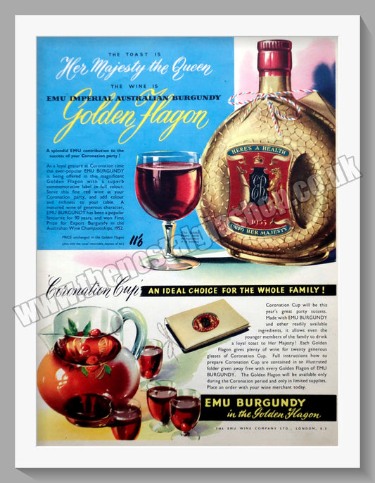 Emu Burgundy Wine. Original Advert 1953 (ref AD300428)