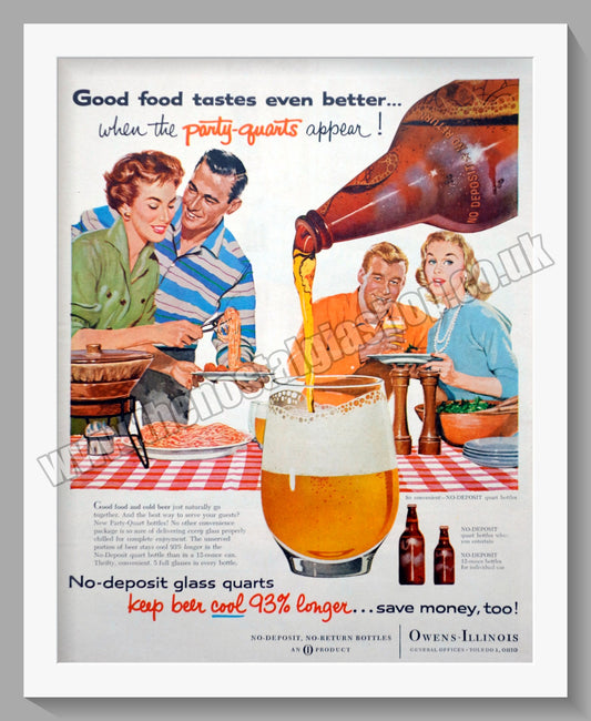 Party-Quart Bottles Of Beer. Original Advert 1957 (ref AD300449)