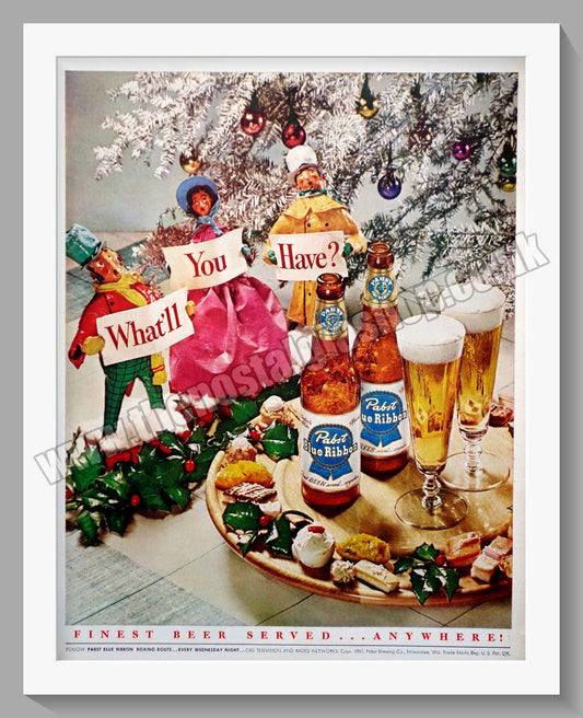 Pabst Blue Ribbon Beer. Original Advert 1951 (ref AD300453)