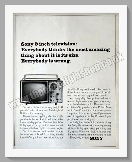 Sony 5 Inch Television Original Advert 1966 (ref AD300433)