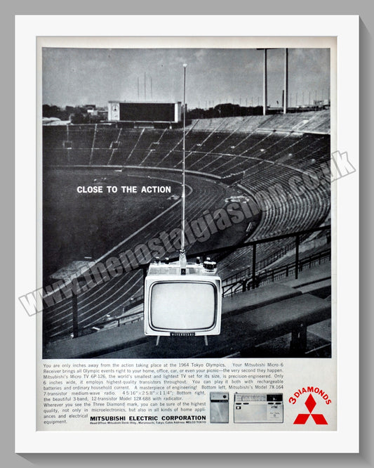 Mitsubishi Micro TV 6P-126 Television. Original Advert 1964 (ref AD300438)