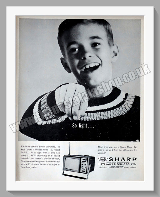 Sharp Micro Television TRP-601. Original Advert 1963 (ref AD300471)