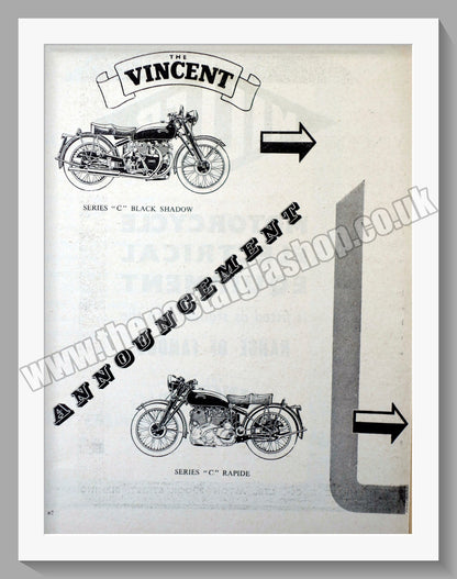 Vincent Motorcycles. Company Name Change. Vintage Advert 1952 (ref AD56499)