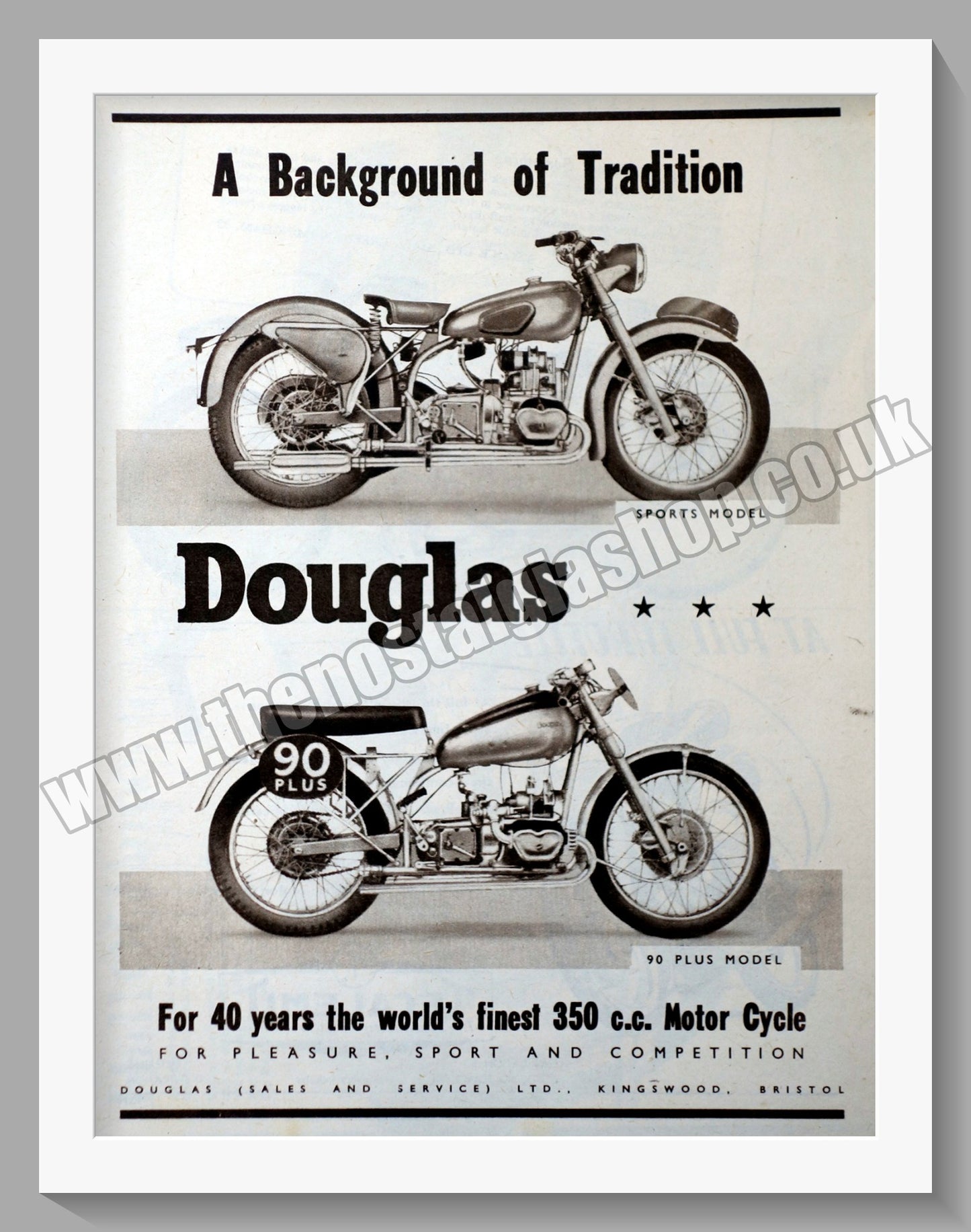 Douglas Motorcycles. Tradition. Original advert 1950 (ref AD56533)