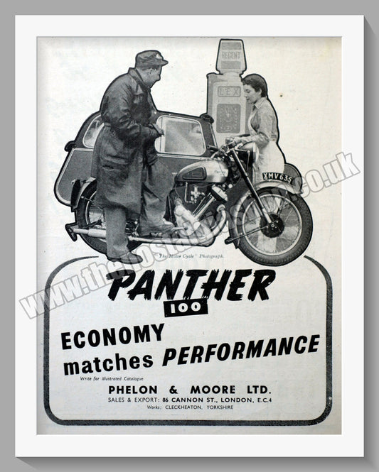 Panther Model 100 Motorcycle. Original Advert 1952 (ref AD56537)