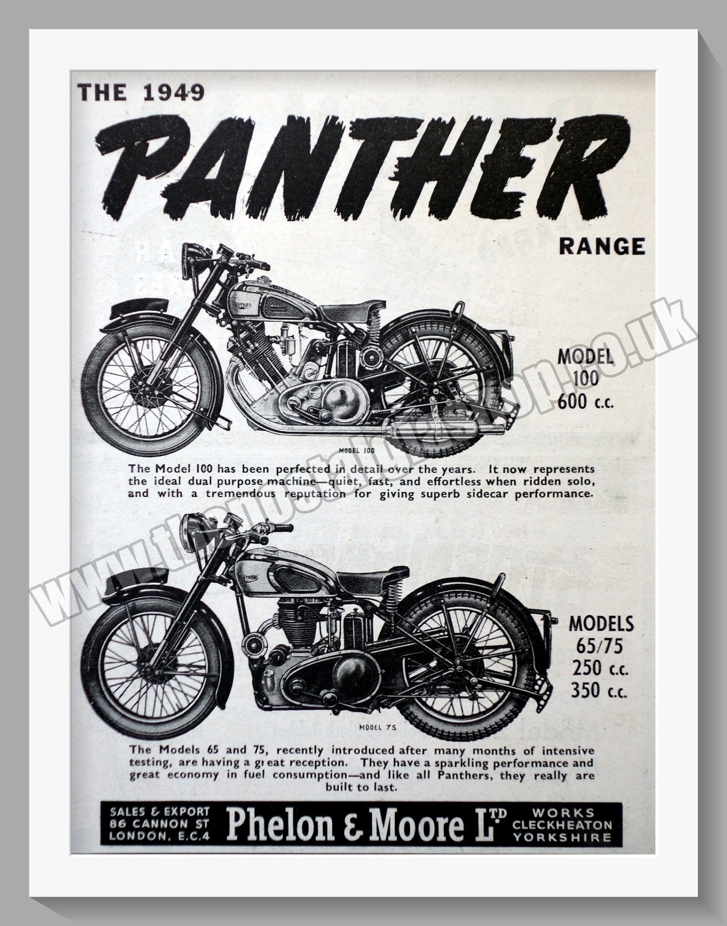 Panther Model 65/75 and 100 Original Advert 1948 (ref