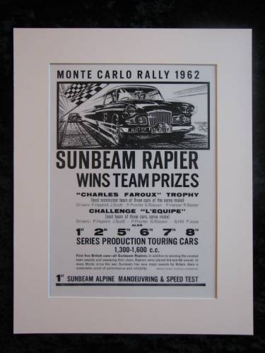 SUNBEAM RAPIER  Monte Carlo advert 1962 (ref AD121)