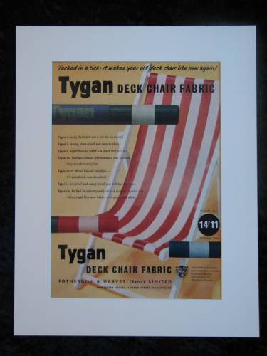 Tygan Deck Chair Fabric. Original advert 1955 (ref AD235)