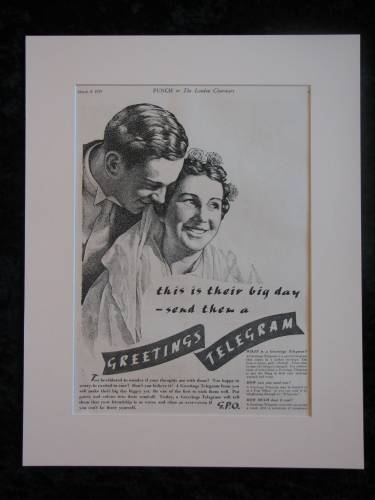G.P.O GREETINGS TELEGRAM original advert 1939  (ref AD295)