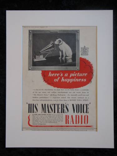His Masters Voice Radio Original advert 1939  (ref AD314)