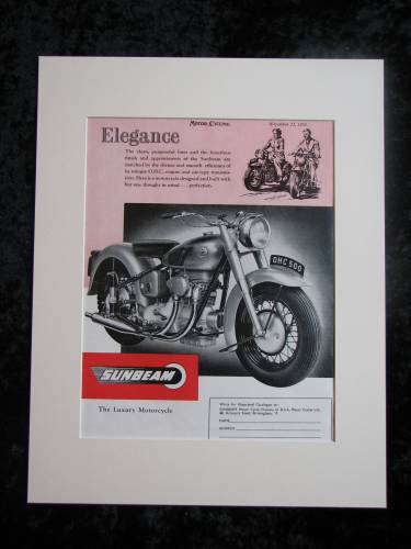 Sunbeam The Luxury Motorcycle. original advert 1953 (ref AD339)