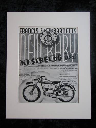 Francis-Barnett Kestrel 66 125cc original advert 1953 (ref AD342)
