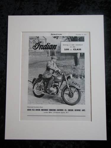 Indian 250cc Motorcycle original advert 1953(ref AD356)