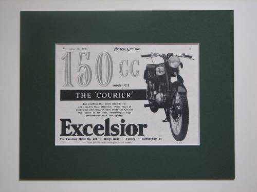 Excelsior Courier Motorcycle 150cc original advert 1953 (ref AD369)
