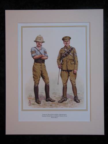 Royal Field & Royal Horse Artillery WW1  Mounted print (ref PR414)